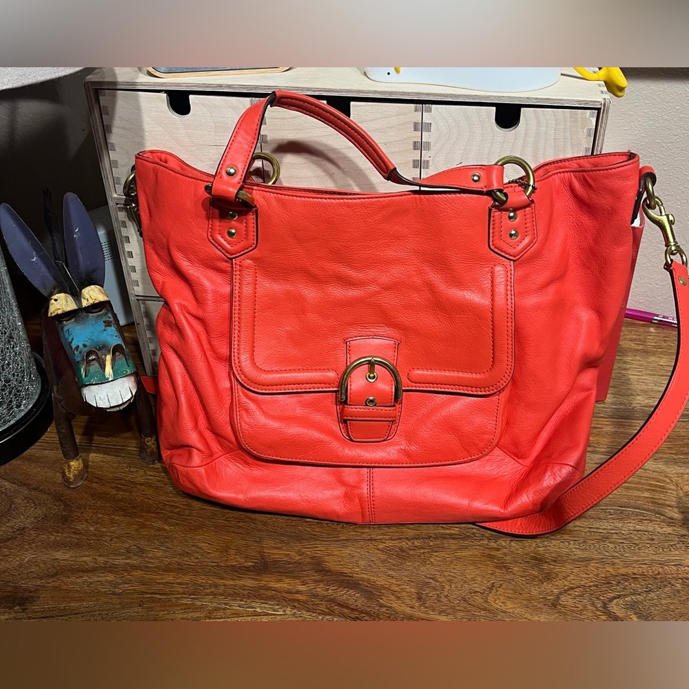 Vintage Coach Campbelle Belle Satchel in coral leather